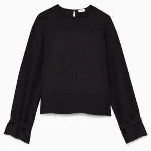 Wilfred Aritzia Elodie Black Long  Broad Sleeve Blouse tie. SZ M